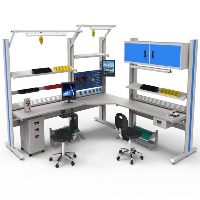 Linear Workbench Twin-Station L-Shaped Workbench – Built for Teams