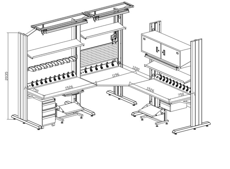 Computer Work Bench Drawing Corner L-Shaped Workbench for Busy Teams